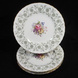 Set of 4 vintage Royal Crown Derby fine porcelain salad plates